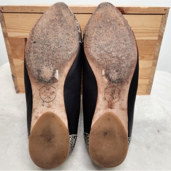 Poppy Barley The Oxford Slip-On Snakeskin Black Leather Pointed Flats Size 10.5 - Picture 12 of 12